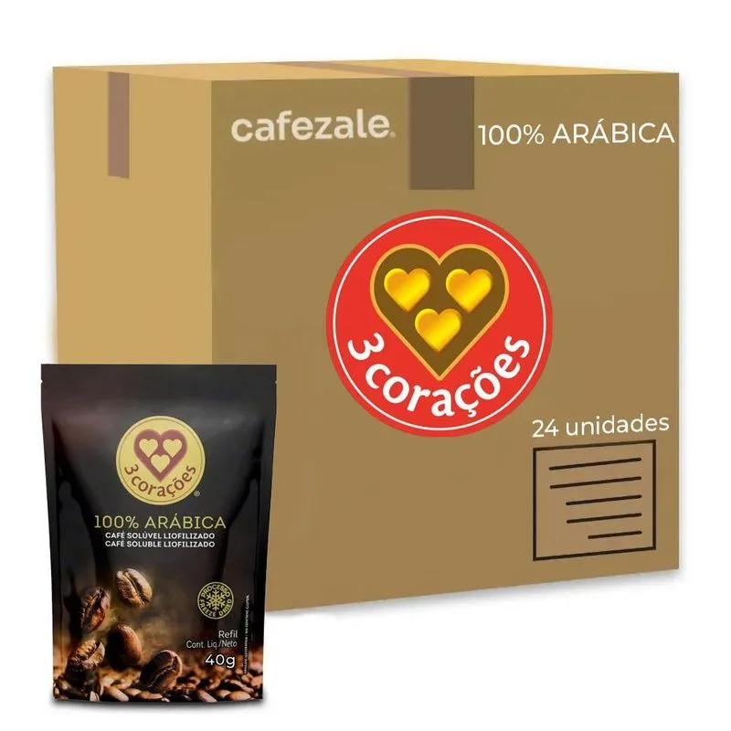 Café Solúvel 100% Arábica Três Corações Kit 24 Refis De 40g