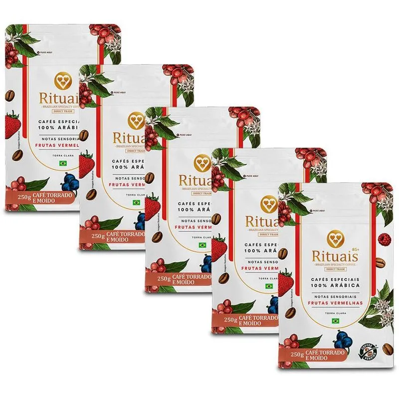 Café 3 Corações Rituais Frutas Vermelhas Kit 5 Unid De 250g