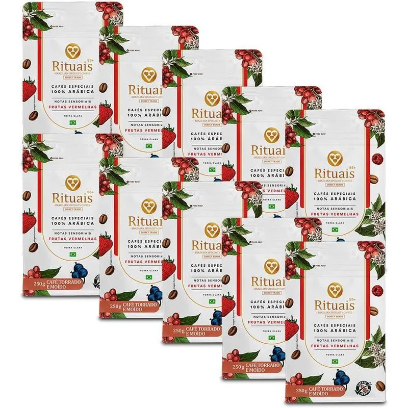 Café 3 Corações Rituais Frutas Vermelhas Kit 10 Unid De 250g
