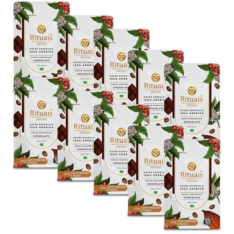 Café 3 Corações Rituais Chocolate Kit 10 Pacotes De 250g
