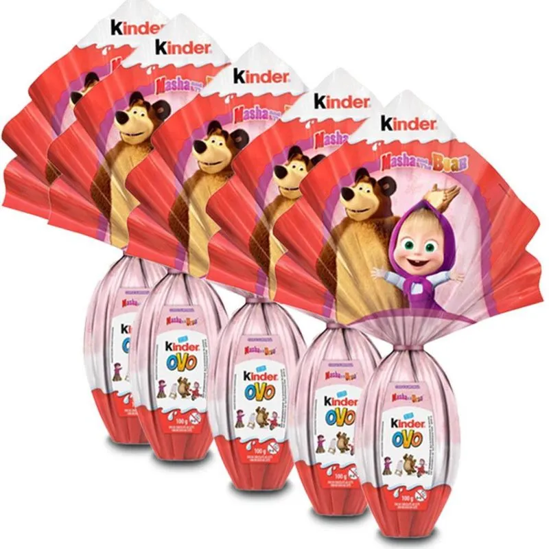 Ovo De Páscoa Kinder Masha E O Urso Kit 5 Unidades De 100g