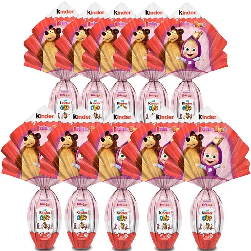 Ovo de Páscoa Kinder Masha e o Urso Kit 10 Unidades de 100g