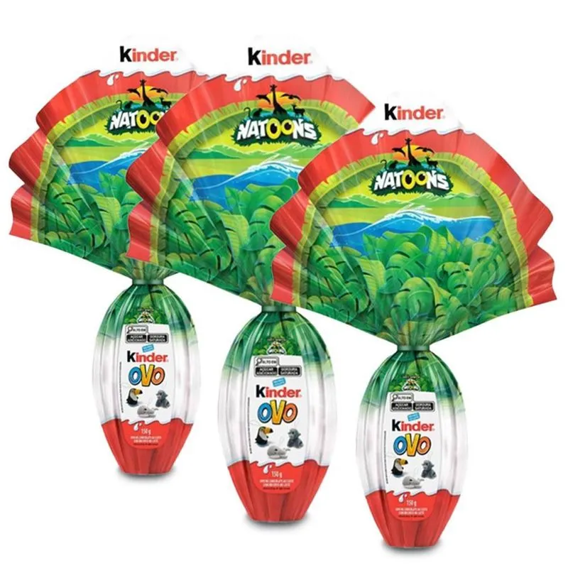 Ovo de Páscoa Kinder Chocolate Natoons Kit 3 Unidades 150g