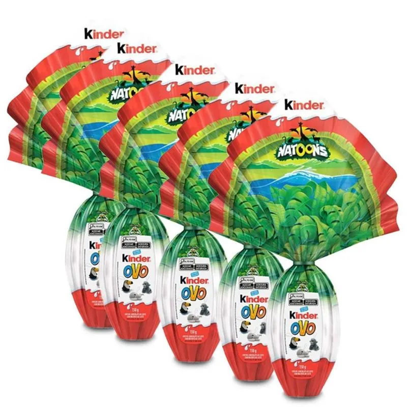 Ovo De Páscoa Kinder Chocolate Natoons Kit 5 Unidades 150g