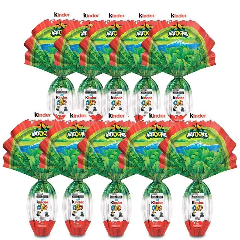 Ovo de Páscoa Kinder Chocolate Natoons Kit 10 Unidades 150g
