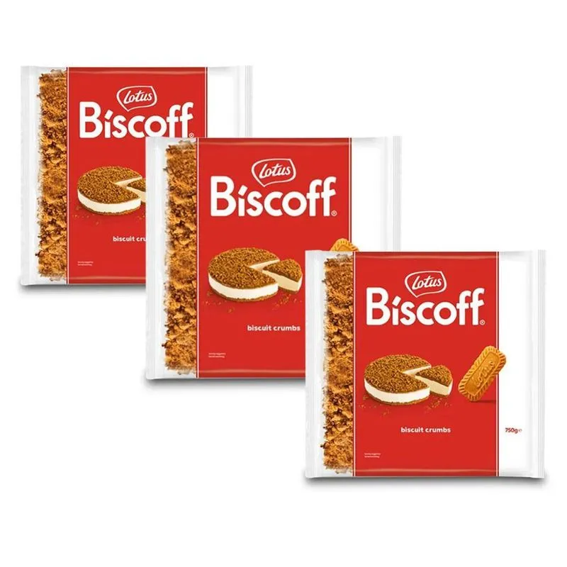 Biscoito Lotus Biscoff Moído Crumbs Kit 3 Pacotes De 750g