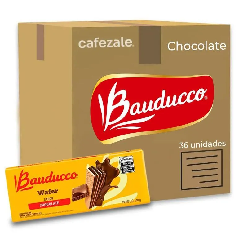 Biscoito Wafer Bauducco Chocolate Kit 36 Pacotes De 140g