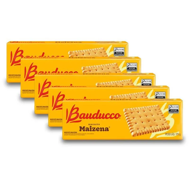 Bolacha Maizena Bauducco Kit 5 Pacotes De 170g