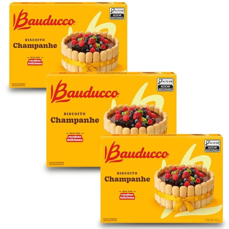 Biscoito Bauducco Champanhe Kit 3 Pacotes De 150g