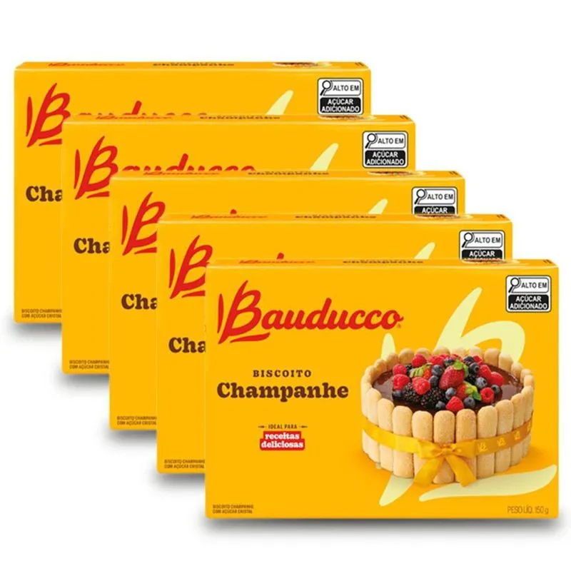 Biscoito Bauducco Champanhe Kit 5 Pacotes De 150g