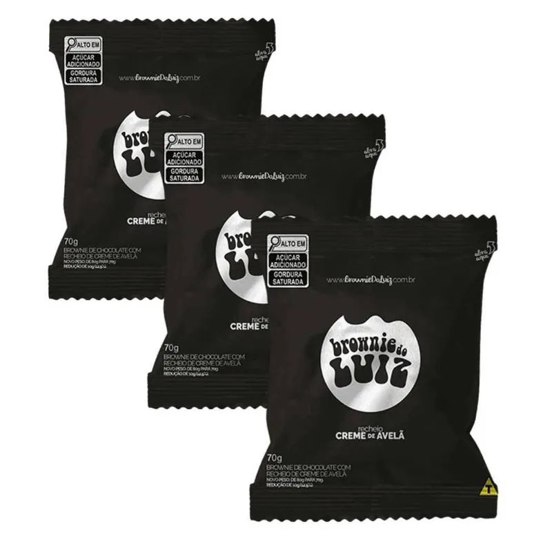 Brownie Do Luiz Creme De Avelã Kit 3 Unidades De 70g