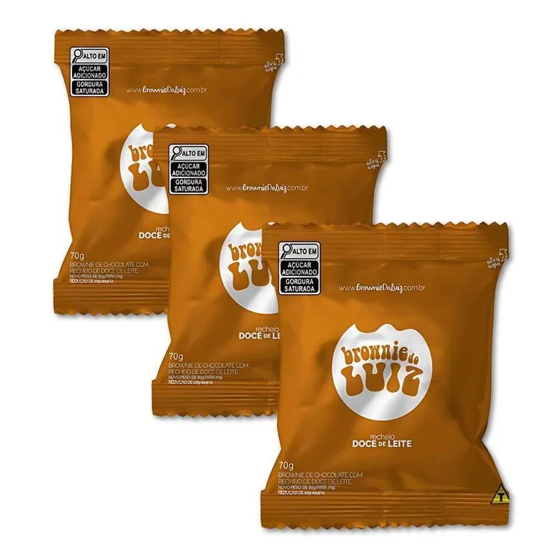 Brownie Do Luiz Doce De Leite Kit 3 Unidades De 70g