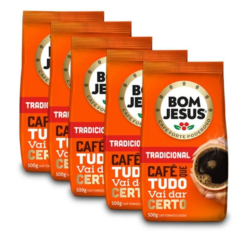 Café Bom Jesus Tradicional Moído Kit 5 Pacotes De 500g Cada