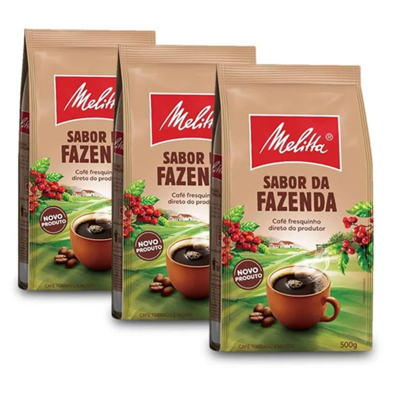 Café Melitta Sabor Da Fazenda Kit 3 Pacotes De 500g Cada