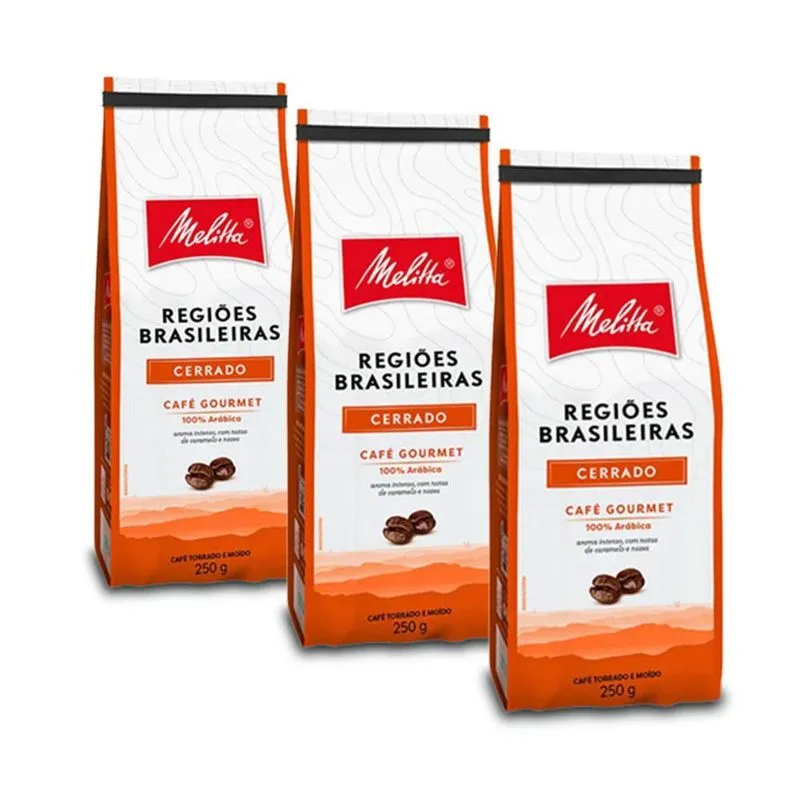 Café Melitta Regiões Brasileiras Cerrado Kit 3 Pacotes 250g