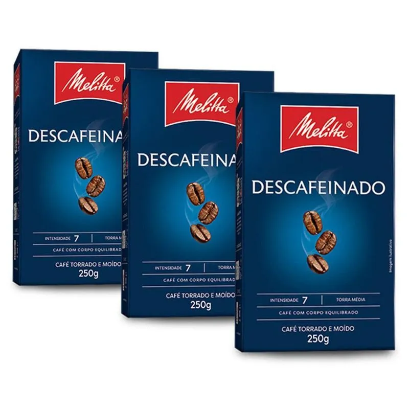 Café Melitta Descafeinado Torrado E Moído Kit 3 Pacotes 250g