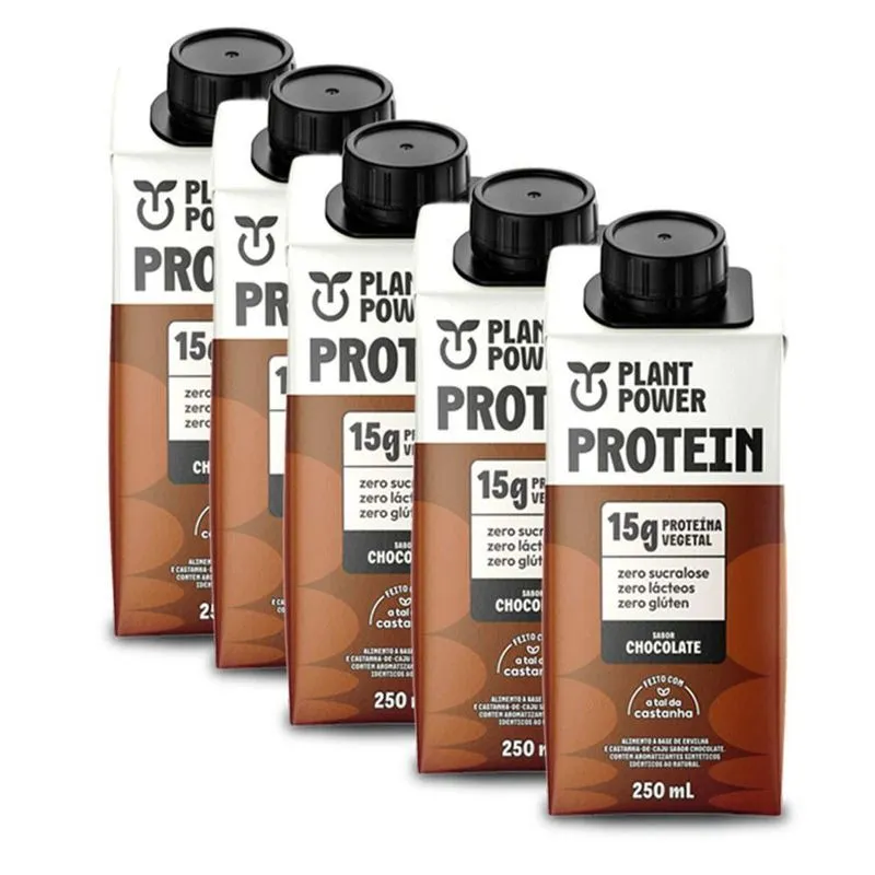 Bebida Vegetal Plant Power Chocolate Kit 5 Unidades 250ml