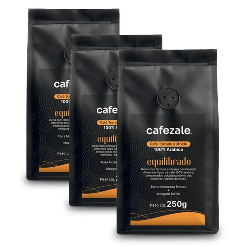 Café Cafezale Equilibrado Moído Kit 3 Pacotes De 250g