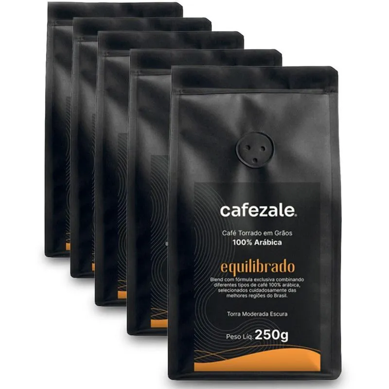 Café Cafezale Em Grão Equilibrado Kit 5 Pacotes De 250g