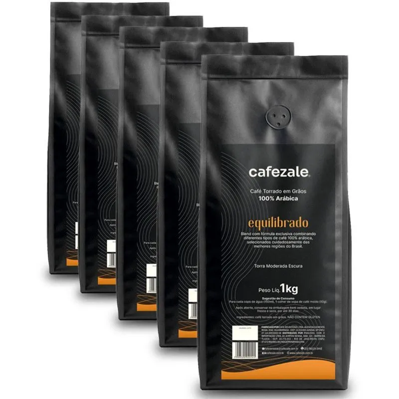 Café Cafezale Em Grãos Equilibrado Kit 5 Pacotes De 1kg