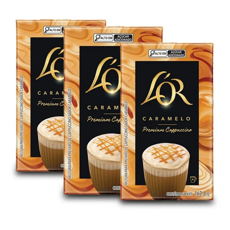 Cappuccino Solúvel Lor Caramelo Kit 3 Caixas De 162,4g