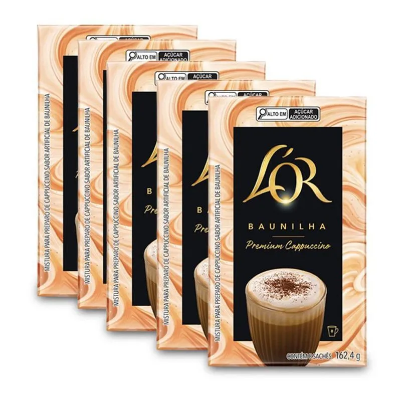 Cappuccino Solúvel Lor Baunilha Kit 5 Caixas De 162,4g
