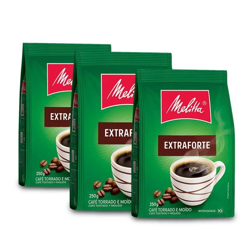 Café Moído Extra Forte Melitta Kit 3 Pacotes 250g