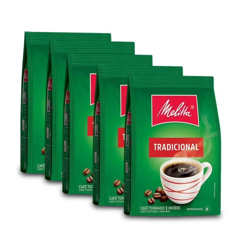 Café Moído Tradicional Melitta Kit 5 Pacotes De 500g