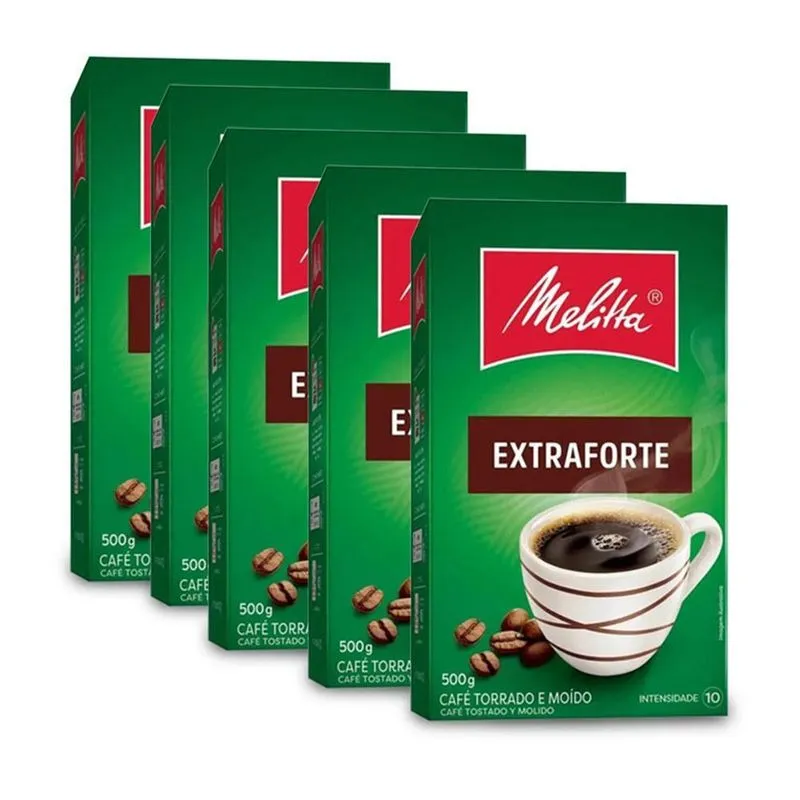 Café Moído Melitta Extra Forte A Vácuo Kit 5 Pacotes De 500g
