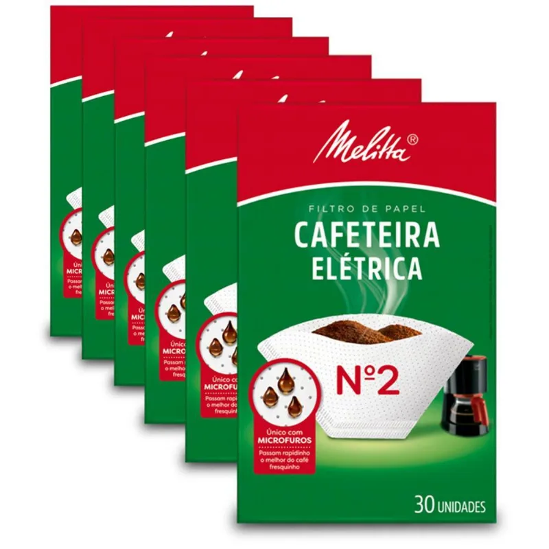 Filtro De Papel Melitta Cafeteira Elétrica Nº2 Kit 6 Pacotes