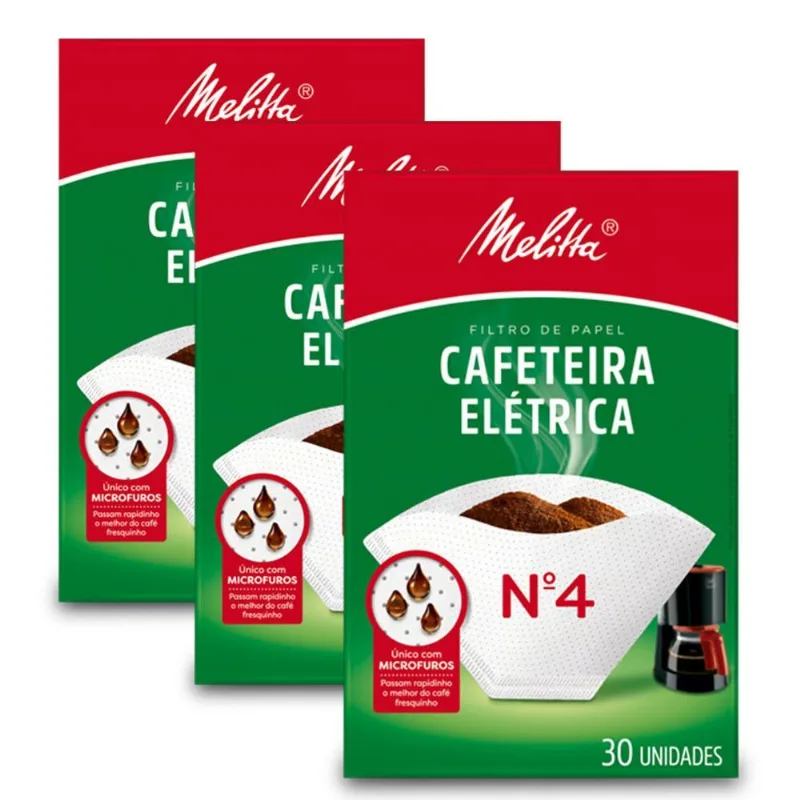 Filtro D Papel Melitta Cafeteira Elétrica Nº4 Kit 3 Pacotes