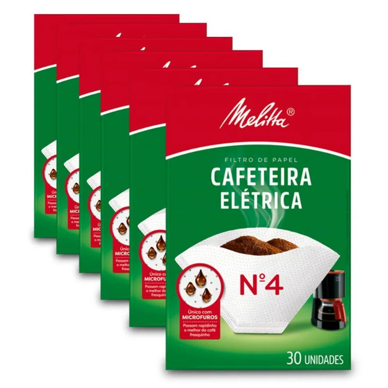 Filtro D Papel Melitta Cafeteira Elétrica Nº4 Kit 6 Pacotes