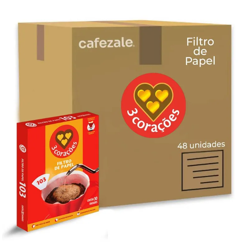 Filtro De Papel Três Corações 103 Kit 48 Cx Com 30 Unidades