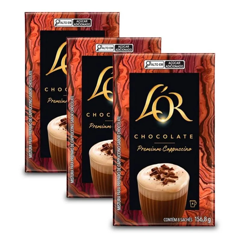 Cappuccino Solúvel Lor Chocolate Kit 3 Caixas