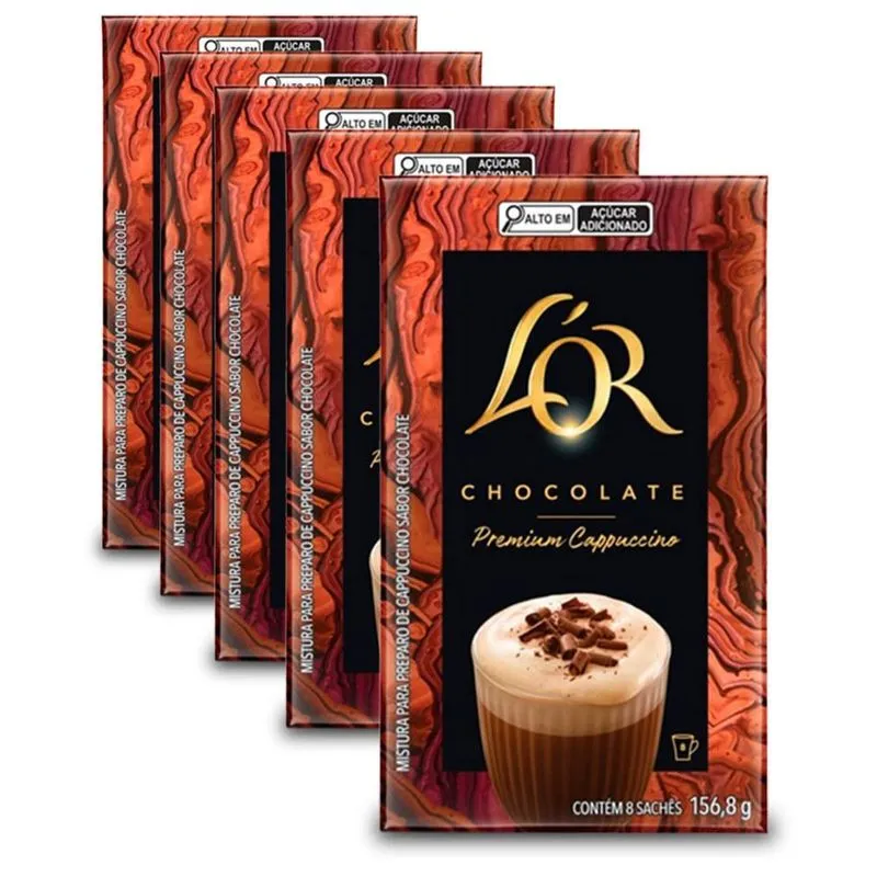 Cappuccino Solúvel Lor Chocolate Kit 5 Caixas