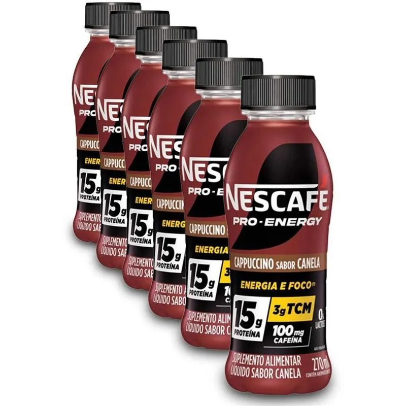 Nescafé Pro Energy Cappuccino Com Canela Kit 6 Garrafas