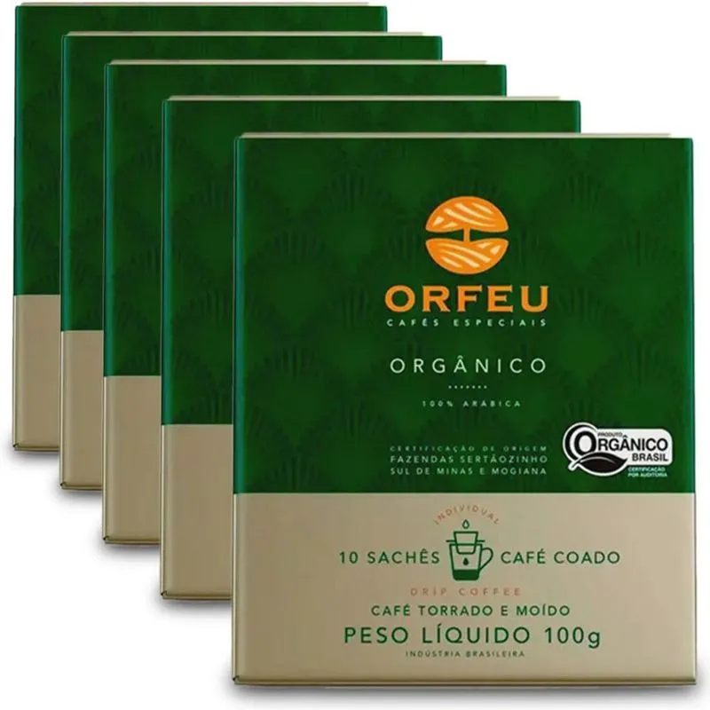 Café Orfeu Drip Coffee Orgânico 5 Caixas