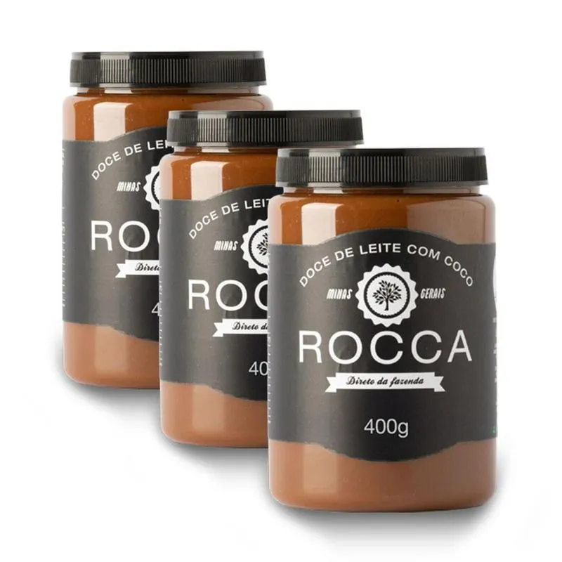 Doce De Leite Rocca Com Coco 400g Kit 3 Unidades
