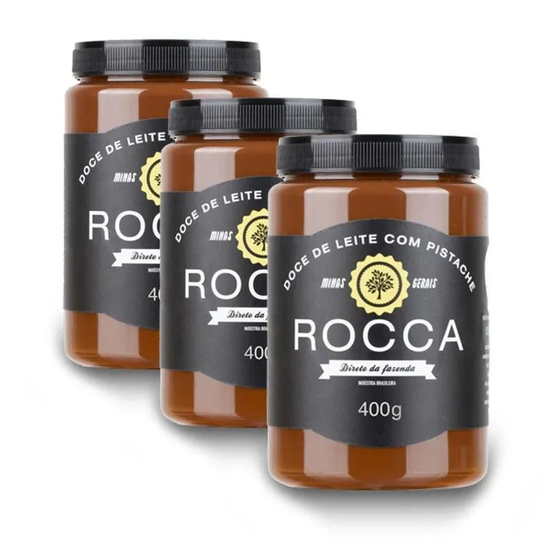 Doce De Leite Rocca Com Pistache 400g Kit 3 Unidades