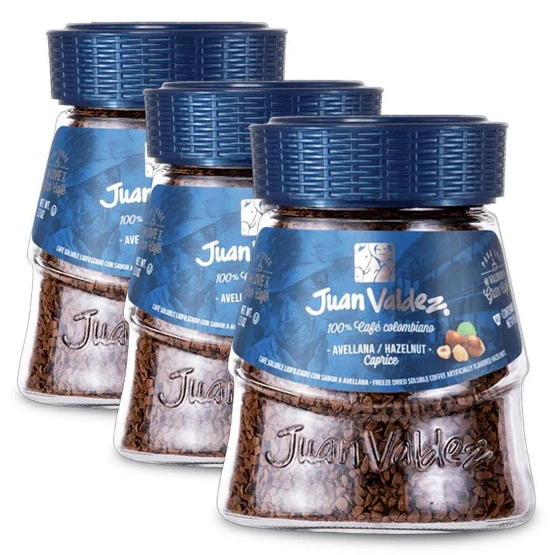 Café Solúvel Juan Valdez Sabor Avelã Kit 3 Potes De 95g