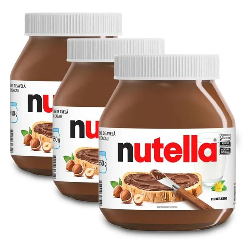 Creme De Avelã Nutella Kit 3 Potes De 650g