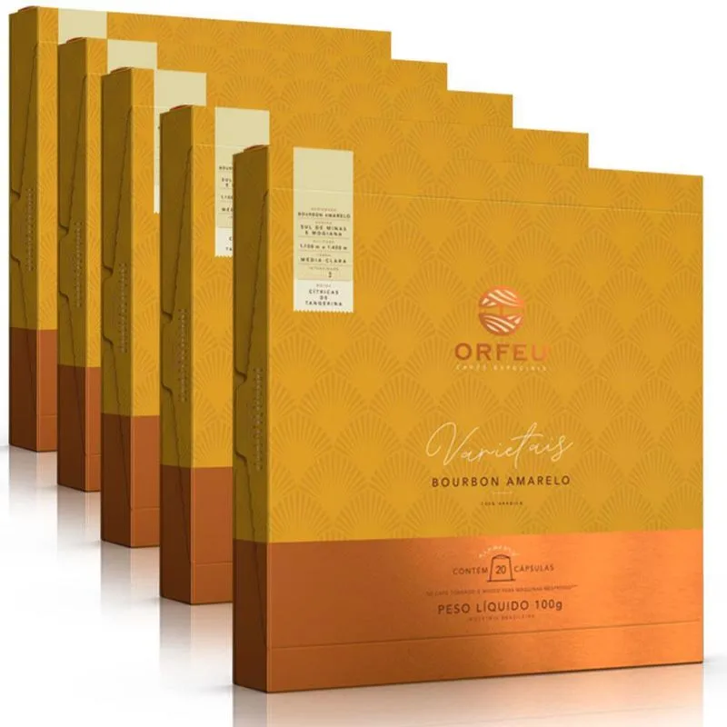 100 Cápsulas Café Orfeu Nespresso Bourbon Amarelo