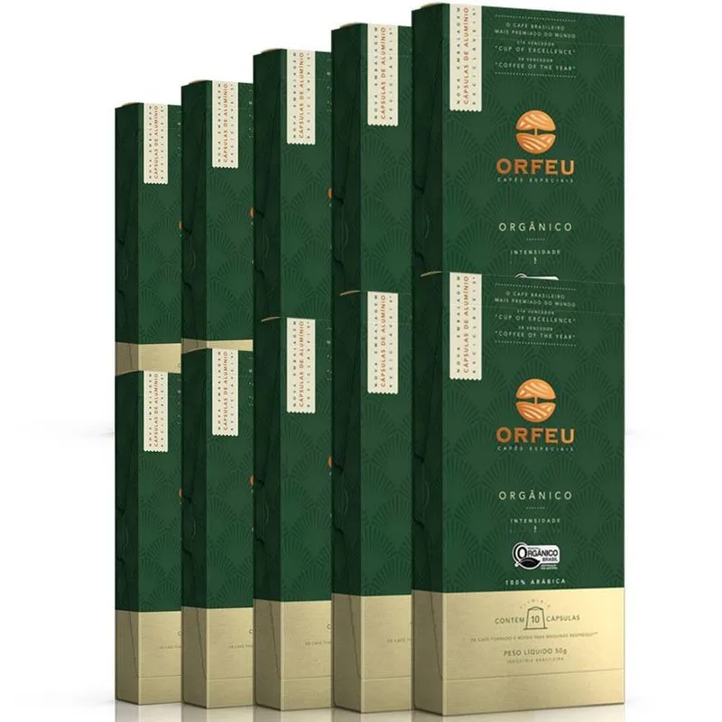 100 Cápsulas De Café Nespresso Orfeu Orgânico Intensidade 5