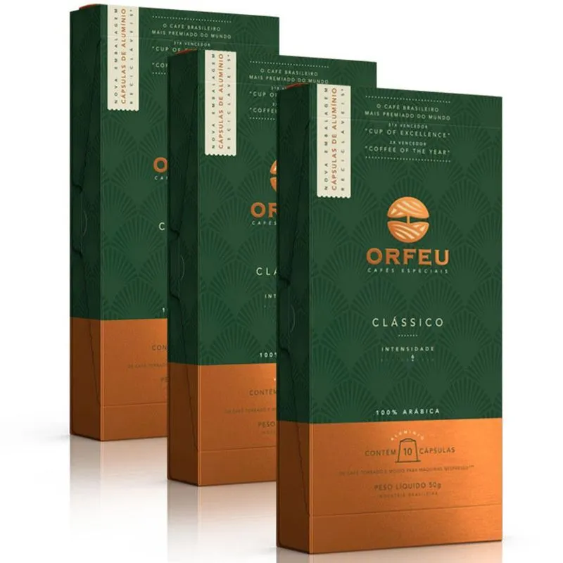 30 Cápsulas Café Orfeu Nespresso Clássico - Intensidade 6