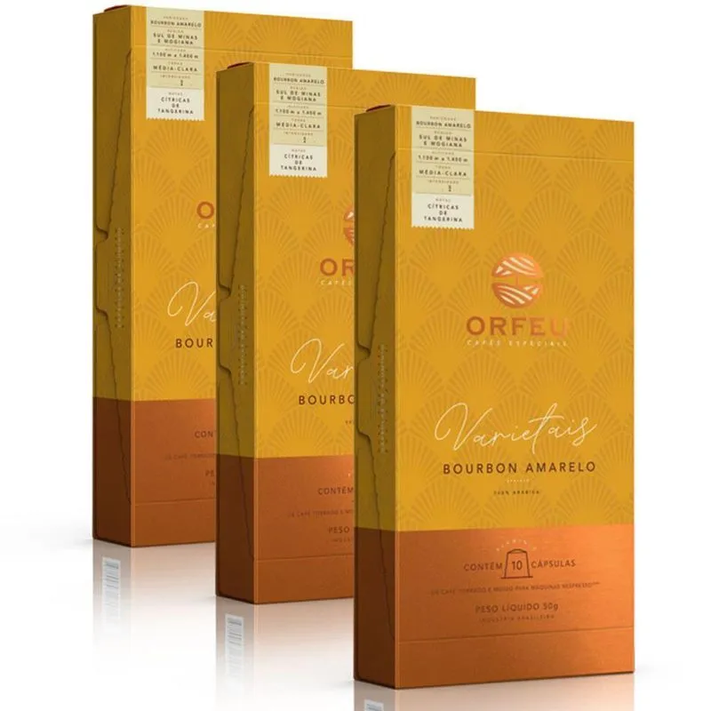 30 Cápsulas Café Orfeu Nespresso Bourbon Amarelo