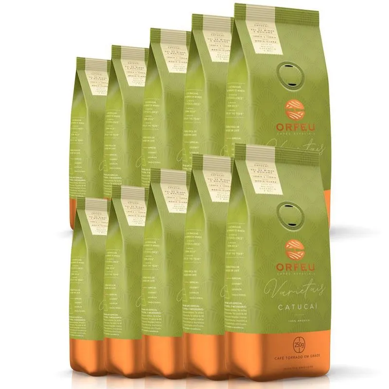 Café Em Grãos Premium Orfeu Catucaí Kit 10 Pacotes De 250g