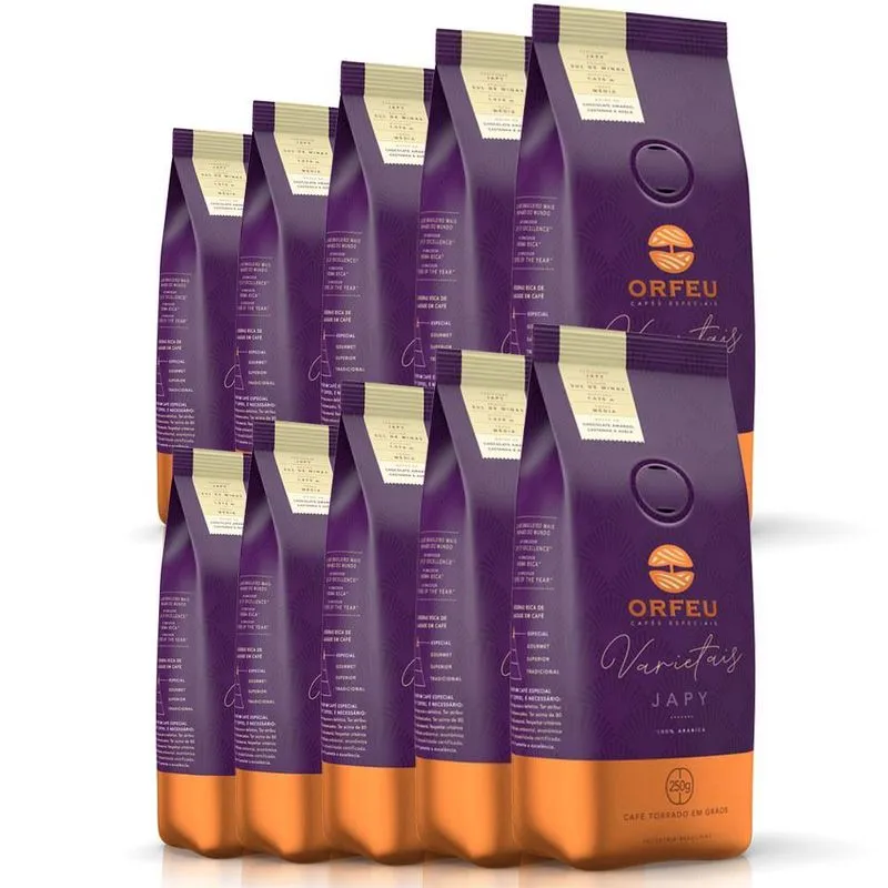 Café Em Grãos Premium Orfeu Japy Kit 10 Pacotes De 250g