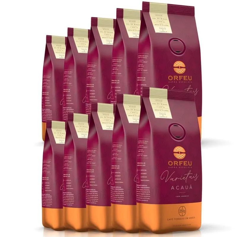 Café Em Grãos Premium Orfeu Acauã Kit 10 Pacotes De 250g