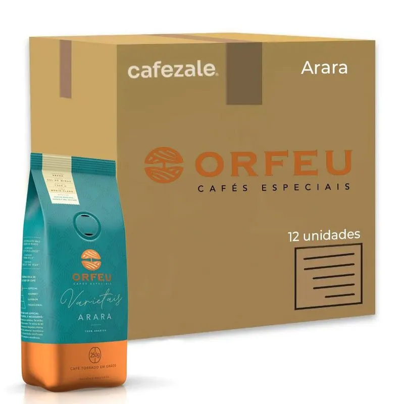 Café Em Grãos Premium Orfeu Arara Kit 12 Pacotes De 250g