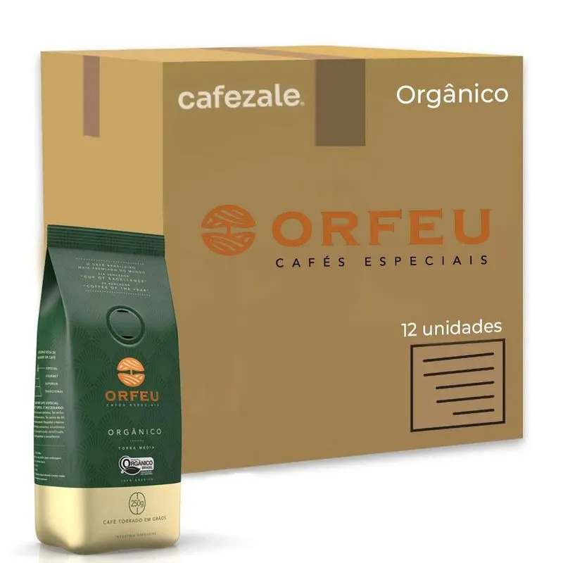 Café Em Grãos Premium Orfeu Orgânico Kit 12 Pacotes De 250g
